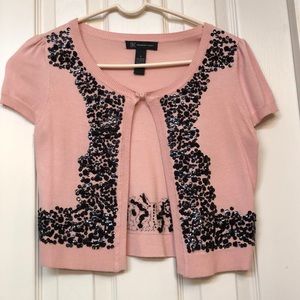 Vintage looking pink beaded shrug sweater ❤️